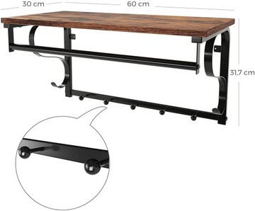 НАСТЕННАЯ ПОЛКА-ВЕШАЛКА, ЗАЛ В РУСТИКЕ