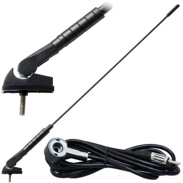 ANTENA SAMOCHODOWA DACHOWA REGULOWANA ŁAMANA 45CM PRZEWÓD 195CM