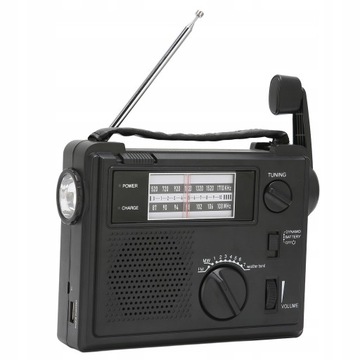 Przenośne radio z korbą FM AM WB Band