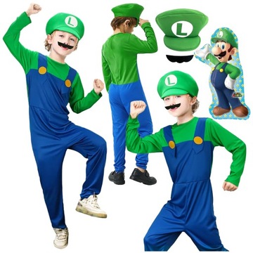 STRÓJ LUIGI PRZEBRANIE SUPER MARIO NA BAL PRZEBIERAŃCÓW + BALON 104 / 110