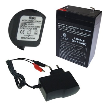 Akumulator żelowy AGM 6V 4,5Ah 4Ah + ŁADOWARKA Multi-LED+