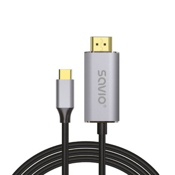 Кабель USB Type-C — HDMI SAVIO CL-170 4K 60Гц 1 м