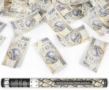 TUBA STRZELAJĄCA banknotami 200PLN Konfetti 60cm