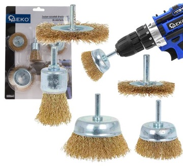 НАБОР ПРОВОЛОЧНЫХ ЩЕТОК ДЛЯ ДРЕЛЬ, ОТВЕРТОК, СТАЛЬ, МЕТАЛЛ, ДЕРЕВО, 5 шт.