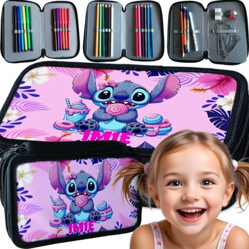 PIÓRNIK SZKOLNY TRZYKOMOROWY Z WYPOSAŻENIEM DO SZKOŁY STICH STITCH IMIĘ