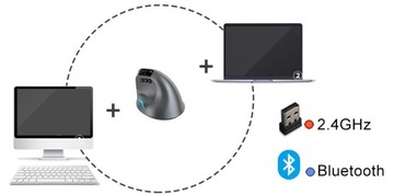 БЕСПРОВОДНАЯ ВЕРТИКАЛЬНАЯ МЫШЬ Аккумулятор 730 мАч USB-C BT 2.4G OLED до 3200 DPI