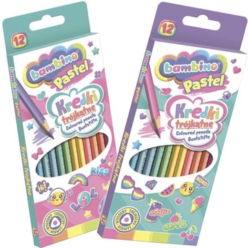 Bambino Kredki Szkolne Trójkątne Pastel 12 Kolorów
