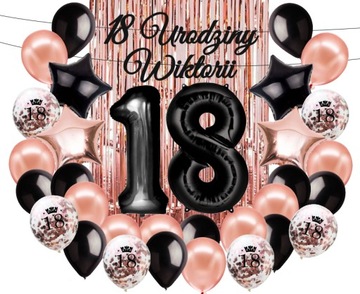 OSIEMNASTE URODZINY 18 ZESTAW BALONY DEKORACJE