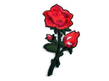 Naprasowanka, haftowana róża, czerwona 12,5 cm