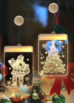 СВЕТОДИОДНЫЙ ВИТРАЖ 3D ДЛЯ ОКНА РОЖДЕСТВЕНСКИЕ ОГНИ МАЙКЛ