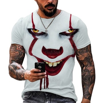 KOSZULKA MĘSKA T-SHIRT 3D HORROR IT UŚMIECH M