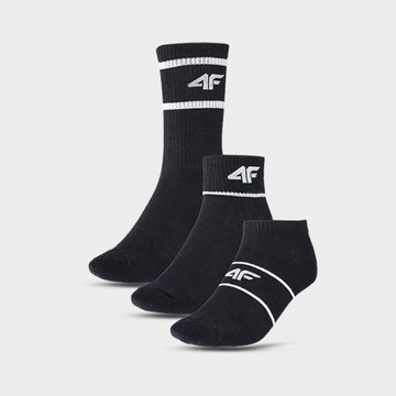 Детские базовые носки (3 пары) 4F 4FJWAW24USOCU303 - черные