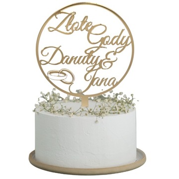 Топпер для торта на 50-летие свадьбы, Золотая годовщина, золотое зеркало