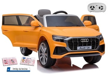 Auto na akumulator Audi Q8 Skóra Pilot 2x45 Watt 12V Pomarańczowy Tablice