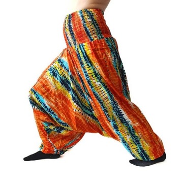 Szarawary spodnie cienkie alladynki joga pomarańcz