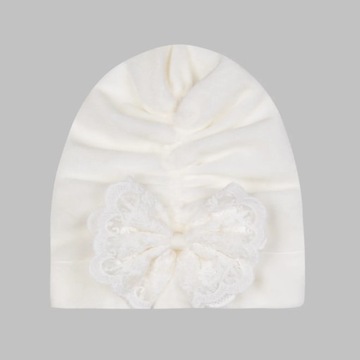 TURBANIK OCIEPLANY AURELIA ECRU Z APASZKĄ - 74