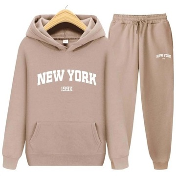 Zestaw komplet dresowy męski DŁUGIE SPODNIE BLUZA Z KAPTUREM NEW YORK M