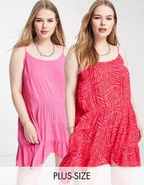 SIMPLY BE PLUS SIZE SUKIENKA RÓŻOWA PROSTA 50 VAH