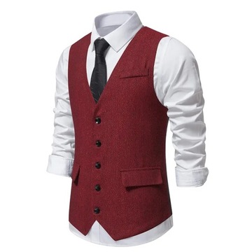 Fashion Retro Mens Suit Waistcoat Solid Color Sing