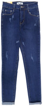 SPODNIE JEANSY SLIM BY SASHA S-1113 GRANATOWE r.40