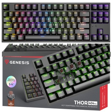 Klawiatura Mechaniczna GENESIS Thor 404 TKL RGB Czarna Kailh Box Brown
