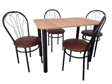 Zestaw stol 120/70 chrom + 4 krzesla venus black