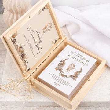 Деревянная КОРОБКА с персонализированной Библией для причастия в стиле бохо