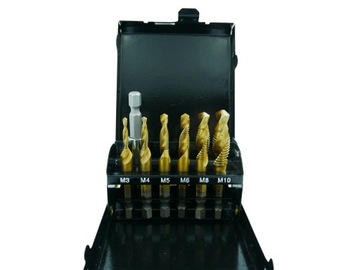 СВЕРЛА HSS РЕЗЬБОВЫЕ M3 - M10 7 ЭЛЕМЕНТОВ.