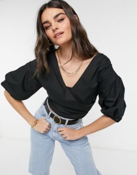 KOSZULA DAMSKA CZARNA KLASYCZNA MARSZCZENIA 46 XBJ