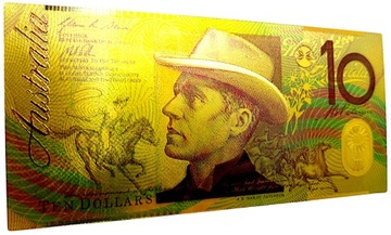 АВСТРАЛИЯ 10 долларов США Коллекционная позолоченная банкнота 