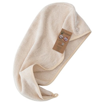 Тюрбан цвета экрю, хлопковое полотенце для волос с пуговицей.