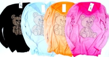 NIEBIESKI Włoski cienki sweter MIŚ Teddy OMBRE