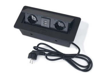 GNIAZDO CHOWANE W BLAT NABLATOWE + 2 USB CZARNE