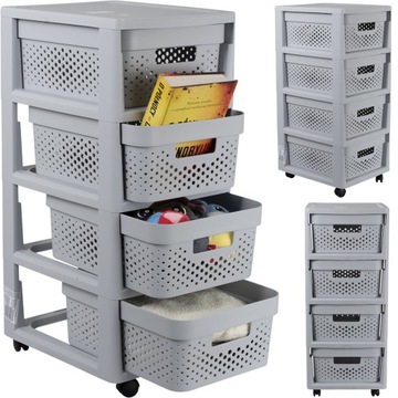 REGAŁ KOMODA SZAFKA PÓŁKA KOSZE 4X11L KÓŁKA KETER