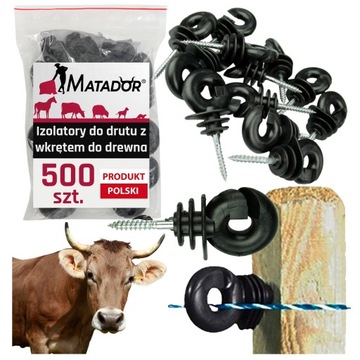 Izolatory 500szt Do Pastucha Okrągłe Do Drewna Plecionek Pastuch Z Wkrętem