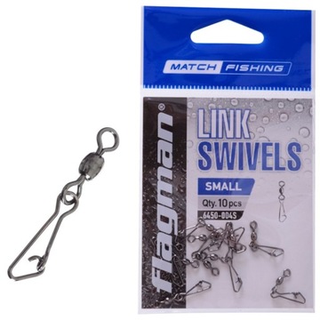 FLAGMAN AGRAFKA Z KRĘTLIKIEM DO KOSZYKA LINK SWIVELS S 10 sztuk 6450-004S