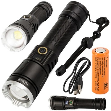 LATARKA TAKTYCZNA WOJSKOWA BAILONG LED XHP160 ZOOM SUPER MOCNA AKUMULATOR