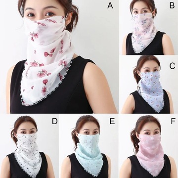 Fashion Face Cover Breathable Anti-Dust Sunscreen Neck Cover Women Chiffon