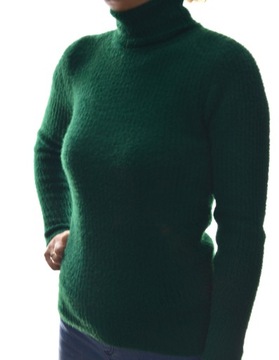 Damski sweter typu alpaka golf w prążek UNI