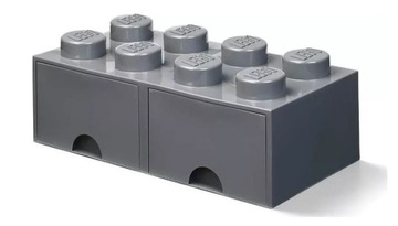 LEGO 40061754 Podwójna szuflada klocek LEGO z 8 wypustkami ciemno szara
