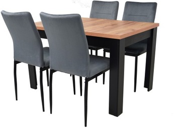 4 SZARE krzesła TAPICEROWANE i Stół 80x120 rozkładany do 160 SALON JADALNIA