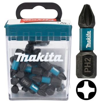 Bity udarowe do wkrętarki końcówka PH2 25 mm 25 szt. Makita E-12360