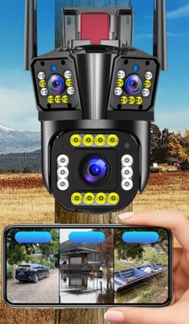 Уличная IP-камера с обзором 360° ВРАЩАЮЩАЯСЯ камера 12MP 8K Динамик обнаружения WI-FI из ПОЛЬШИ