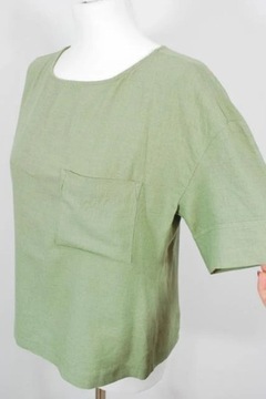 Bluzka lniana zielona khaki Reserved 36