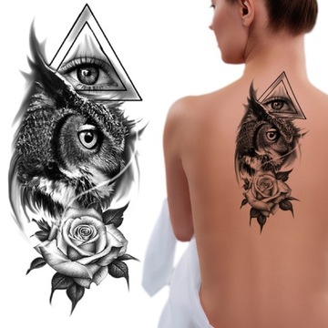 TATUAŻ ZMYWALNY TYMCZASOWY WODNY 11x21 SOWA OKO