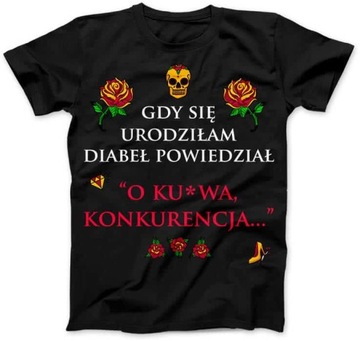 Koszulka Damska Diabeł powiedział Czarna M Prezent Dla Niej