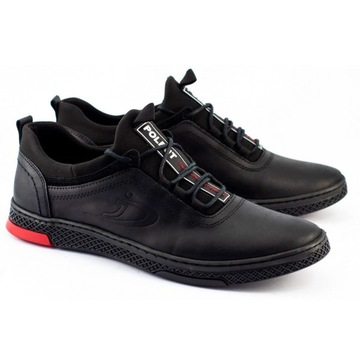 Buty męskie skórzane casual K24 czarne r.48