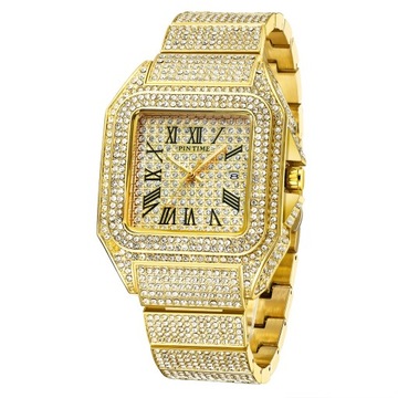 Watch for Men Ice Out Square Watches Luxury Diamonds Quartz Wristwatches Wa