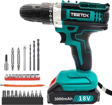 WIERTARKA AKUMULATOROWA TEETOK PRO 18V 3000MAH WKRĘTARKA ELEKTRYCZNA Z ETUI