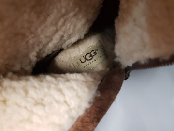 UGG ocieplane kozaki skóra naturalna kożuszek wełna koturn 37 / 23 cm